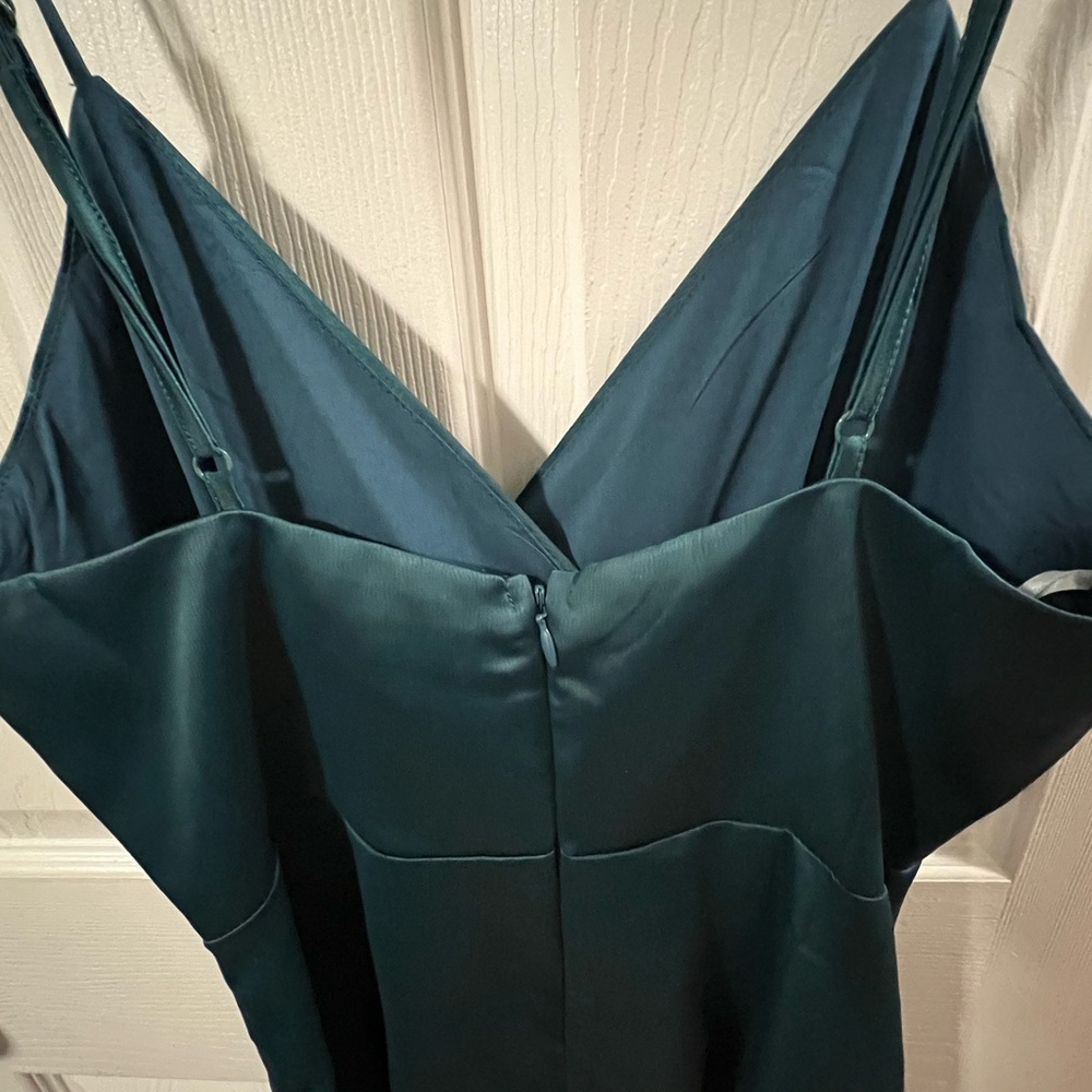 Lulu's Teal Green Wrap Midi Dress size S. Elegant Cocktail Prom Wedding Dress. - Picture 12 of 16